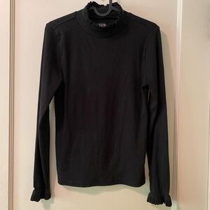 J. Crew Black Ribbed Turtleneck Top